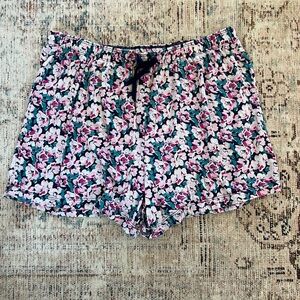 J+B Pink and Green Floral Pajama Shorts